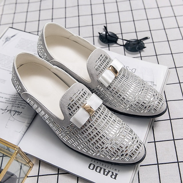 Elegant Strap Loafers Silver and Men's Prom Woven – Monk