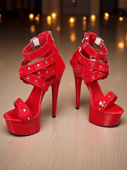 Platform Heels High Buckled Women's Straps and White with