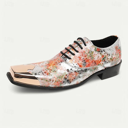 Floral Men's Patent Leather – Printed Oxford Shoes