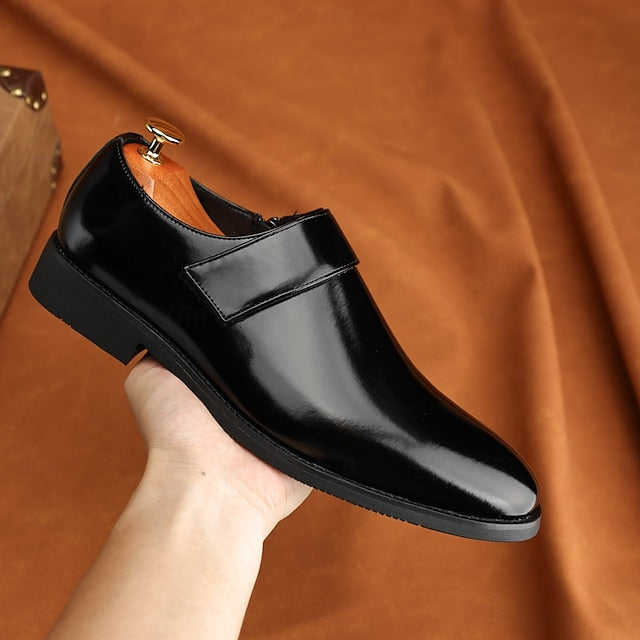 Leather Loafers Shoes Brown Slip-On Business Men's