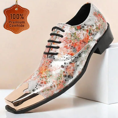 Floral Men's Patent Leather – Printed Oxford Shoes