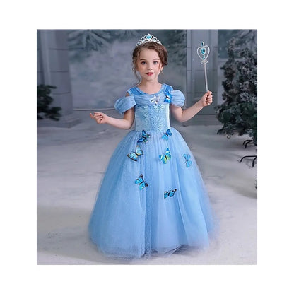 Party Elsa Tulle Dress Flower Frozen Girl Princess Theme Costume