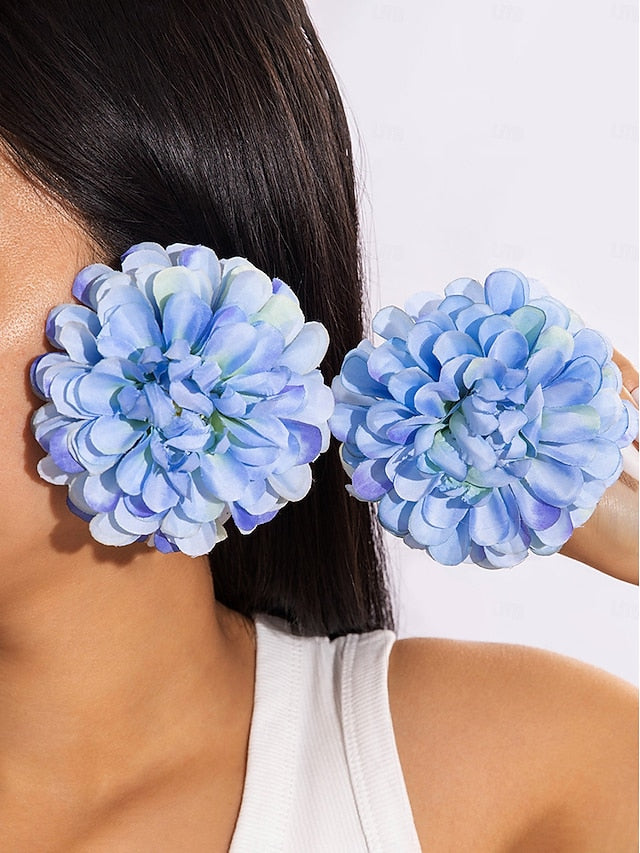 Statement - Flower Floral Oversized Women's Drop Earrings