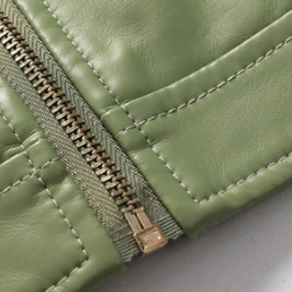 Women's Zipper Comfortable Leather Faux Jacket Pocket