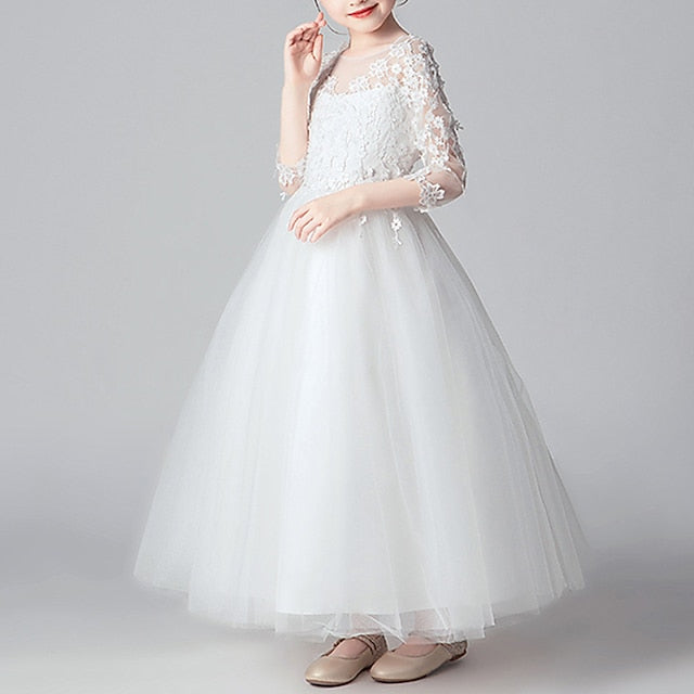 Girls' Girl Kids Dress Color Solid Flower Party