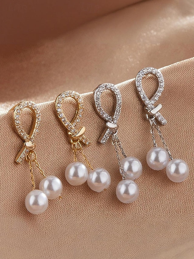 imitation rhinestone Women's teardrop pearl with earrings