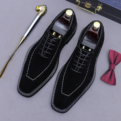 - Classic Cowhide Genuine Leather Shoes Men's Derby Suede