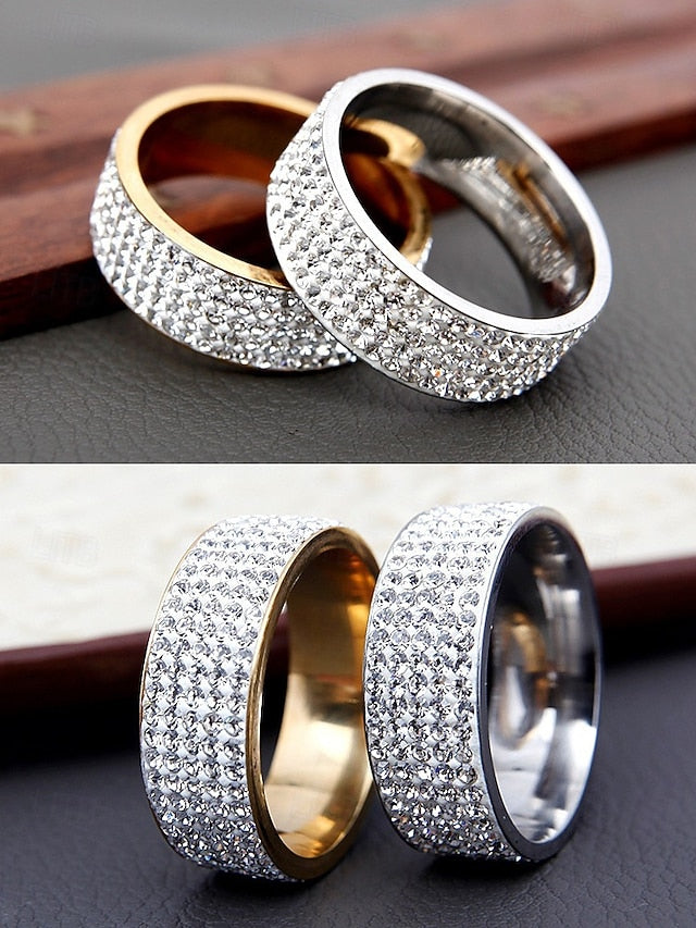 Rings Pave Wide Full Men's Band with Rhinestone
