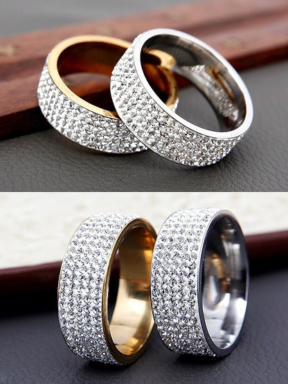 Men's Full Wide Rings Rhinestone with Pave Band