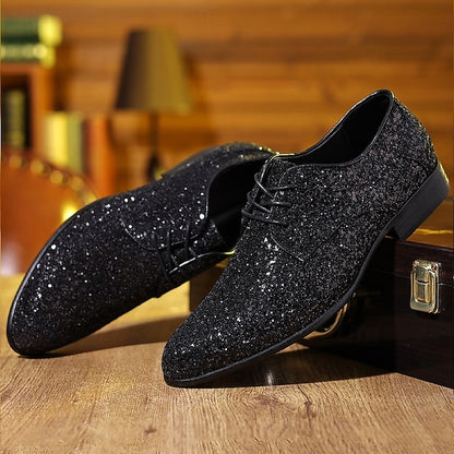 – Shoes Purple Bold Statement Lace-up Glitter Party Men's