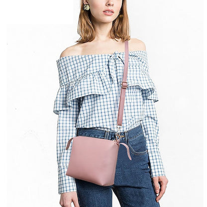 Tote Pink Leather - Handbag Faux Women's Set 3-Piece