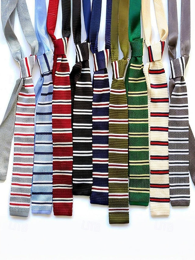 Men's Neck Stripe Woven Stylish Christmas Tie - Knit