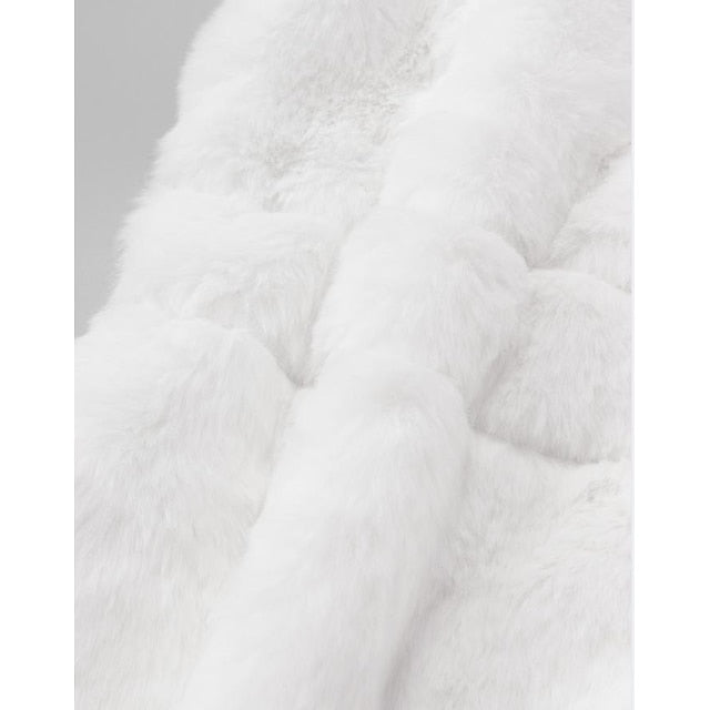 Coat Black Long Jacket Faux Sherpa Fur Women's White