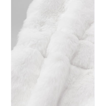Coat Black Long Jacket Faux Sherpa Fur Women's White