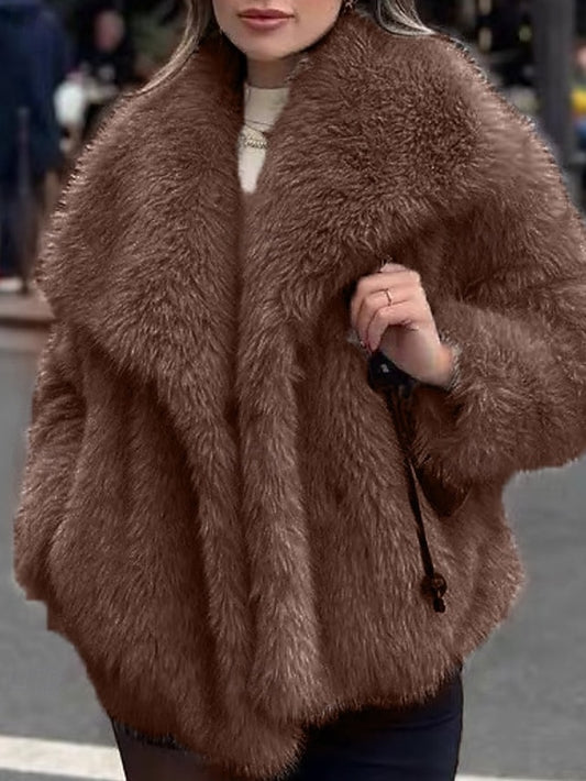 Coat Fur Faux Furs Leathers Comfortable Women's Warm