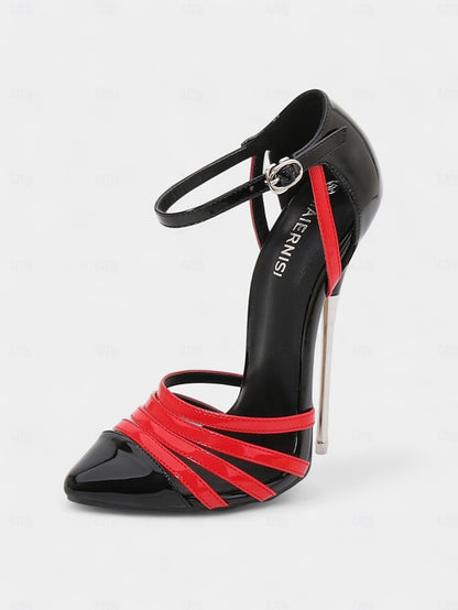 Red Women's Black - and Leather Stiletto Patent Heels