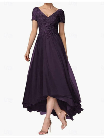 Mother Bride Asymmetrical the Elegant Neck V of Dress A-Line