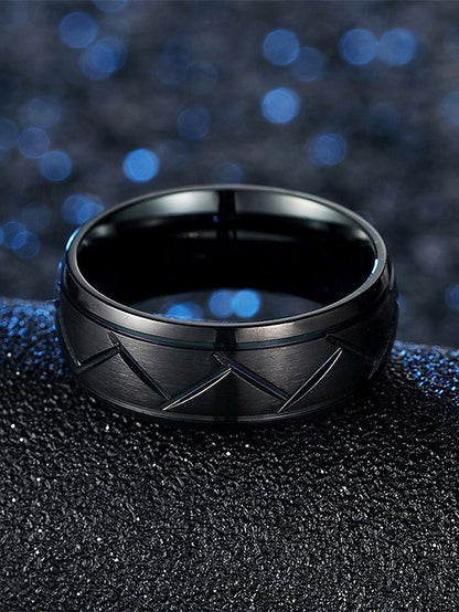 Rings Pattern Men's – Stainless Geometric Modern Steel