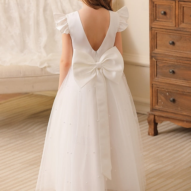 Girl Color Party Flower Kids Solid Girls' Dress