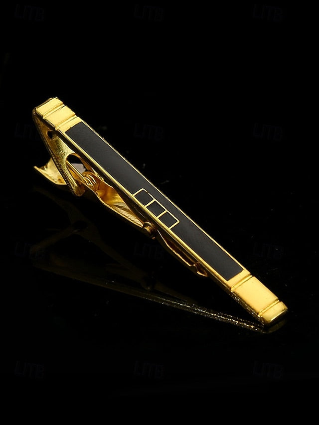 for Design with Men Clip Black Gold Tie – Sleek Elegant Inlay