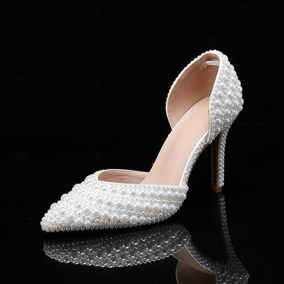 Set Women's and Stiletto – Pearl Bag White Clutch Heels