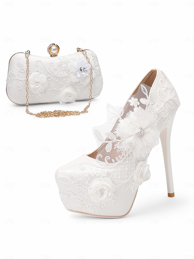 with Floral Shoes Embellishments Wedding Lace White