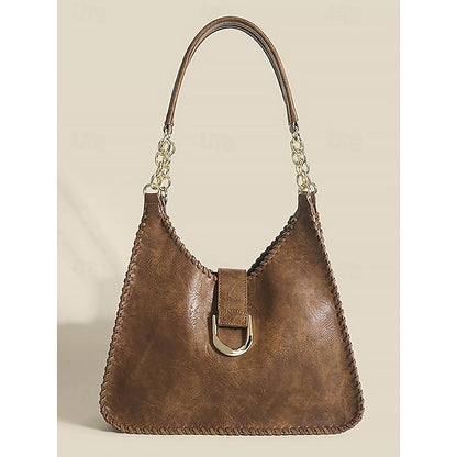 Hobo Bag with Chain – Leather Strap Vintage Women's Large