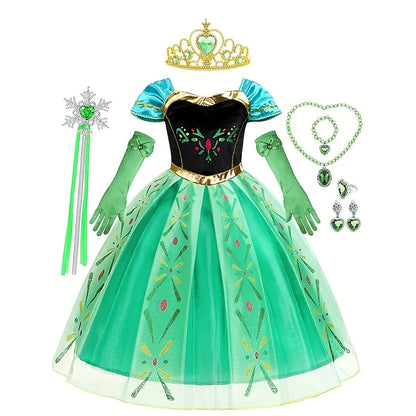 Frozen Princess Party Girl Flower Anna Fairytale Theme Dress
