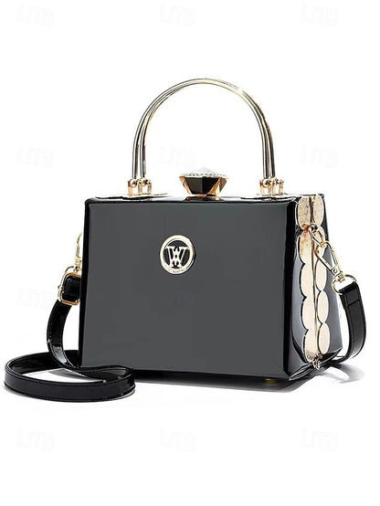 Evening Burgundy with Handbag Patent Leather Gold Women's