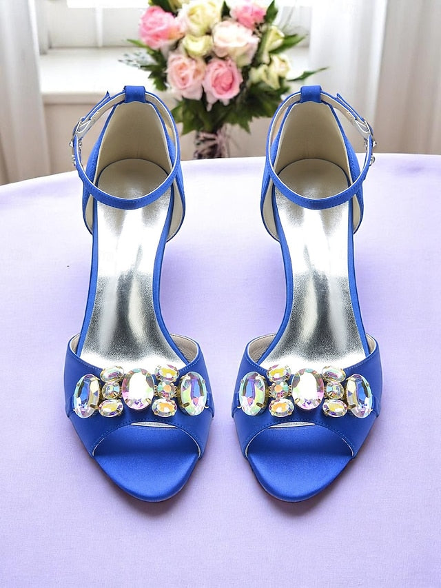 Ankle Heels and Open Satin Women's Strap Black with Toe