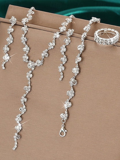 – Elegant Set Rhinestone Jewelry Necklace Gold