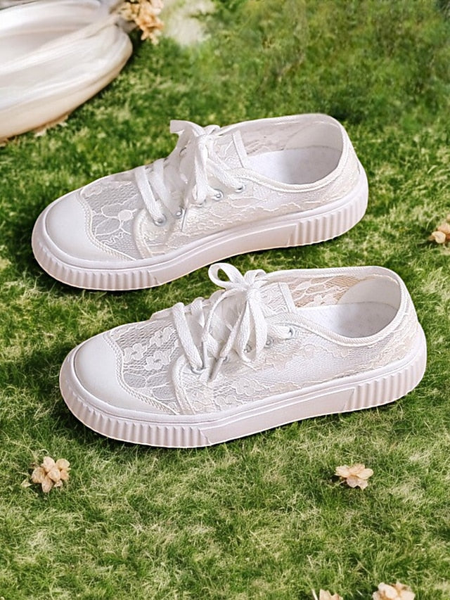 Lace Bridal Wedding Floral Shoes – for Women Sneakers Casual