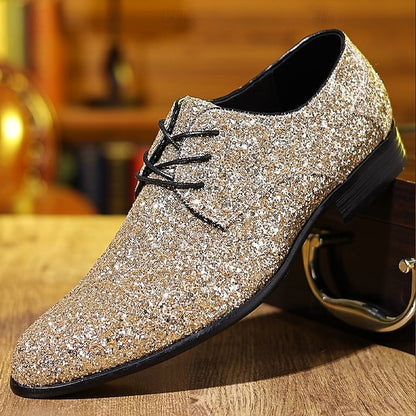 – Shoes Purple Bold Statement Lace-up Glitter Party Men's