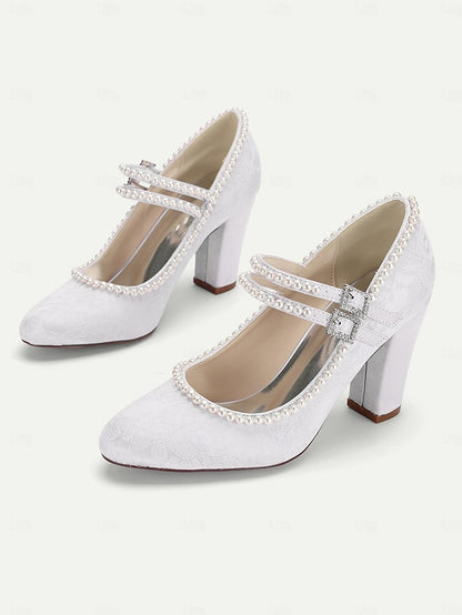 Pearl - Women's Mary Heels Lace Embellished Purple Jane