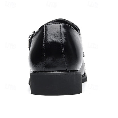 Monk Brown Double with Strap Shoes Men's Leather Faux