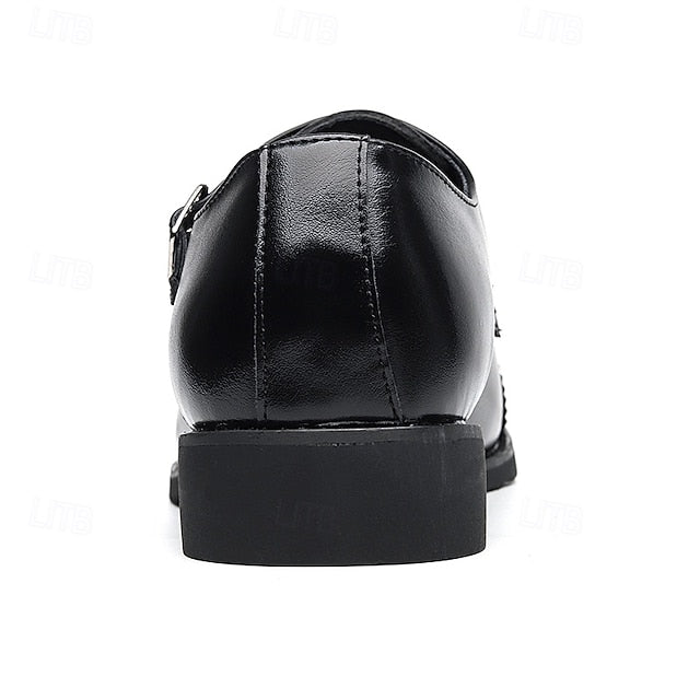 Shoes Men's Double Leather Strap with Faux Monk Brown