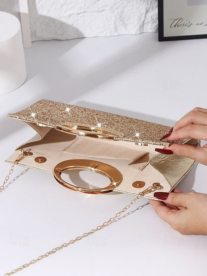 Bag Evening with Women's Silver Glitter Gold Clutch