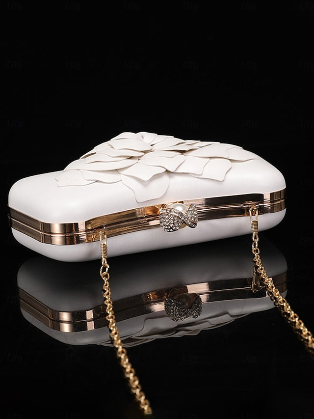 White Shoes Bridal Clutch Floral-Embellished with Matching –