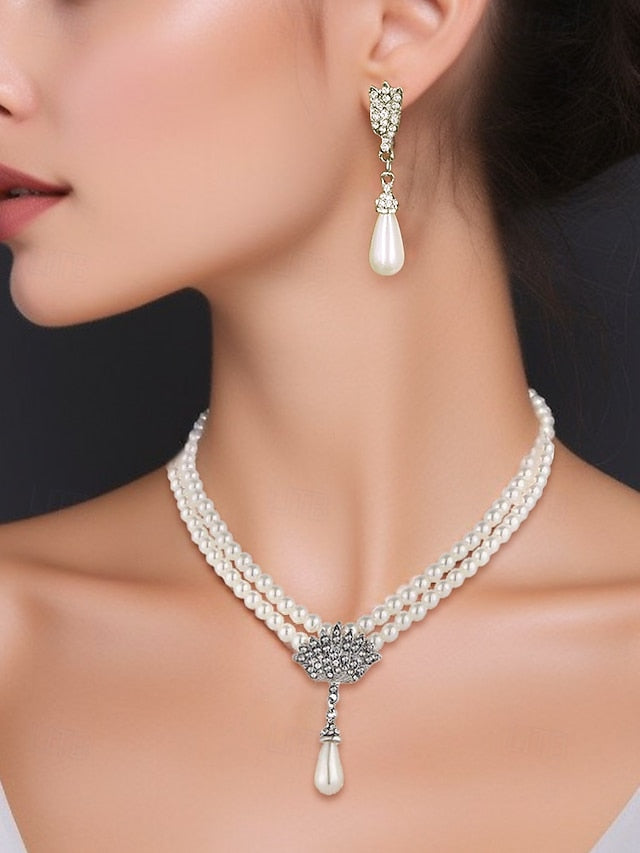 Jewelry Necklace – Set Double-Layer Elegant Bridal Pearl