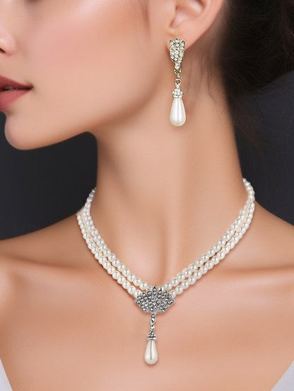 Jewelry Necklace – Set Double-Layer Elegant Bridal Pearl