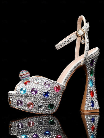 Platform with Women's Rhinestone Sandals Matching High Heel