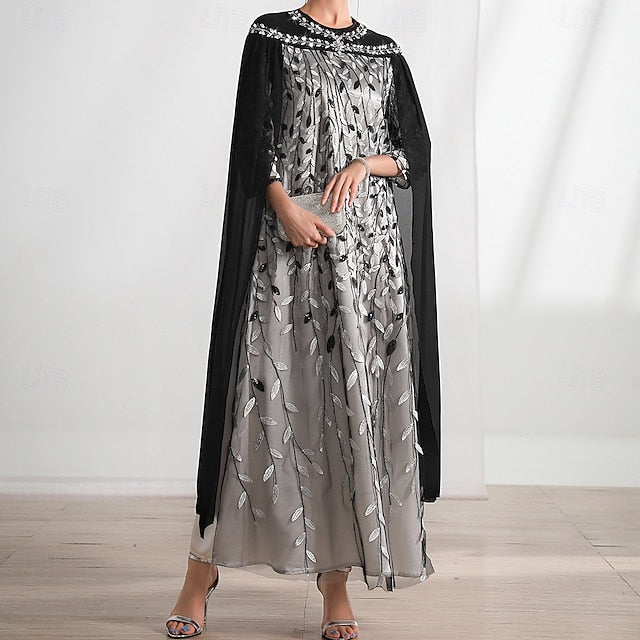 Bride Mother Neck Crew A-Line of Cape Elegant the Dress