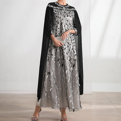 Bride Mother Neck Crew A-Line of Cape Elegant the Dress