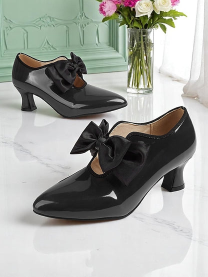 – Vintage Leather 1920s Red Shoes Heel Women's Patent Low