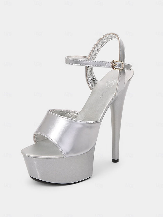 Toe Leather Women Sandals Red Platform Peep for - Patent