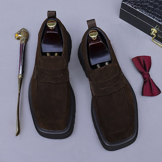 Cowhide Leather Men's Loafers Business Suede -Classic