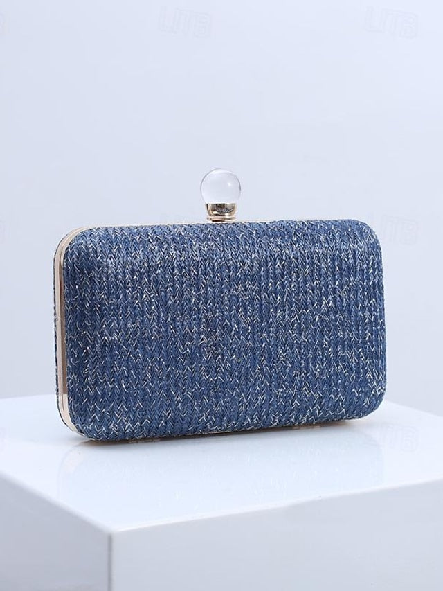 Purse - with Elegant Stylish Straw Clasp Pearl Clutch
