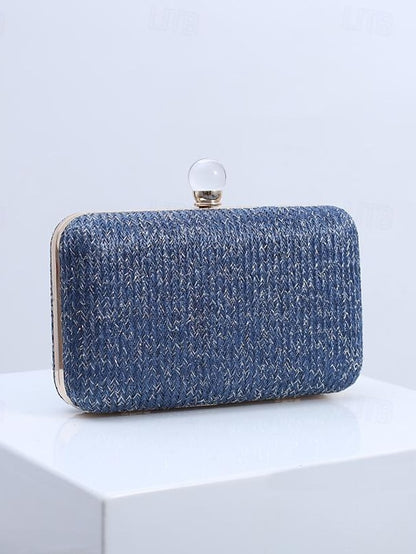 Purse - with Elegant Stylish Straw Clasp Pearl Clutch