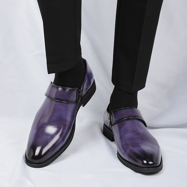 Leather Loafers Shoes Brown Slip-On Business Men's