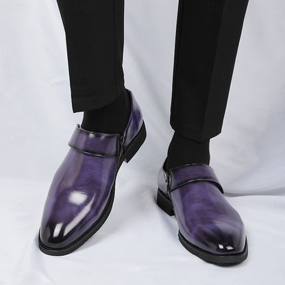 Leather Loafers Shoes Brown Slip-On Business Men's